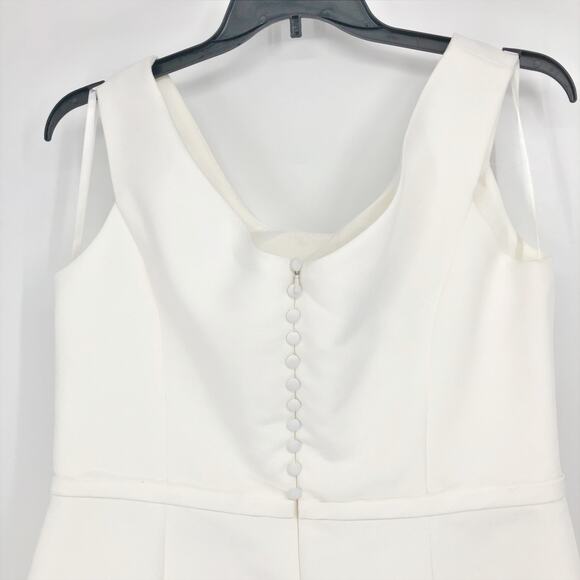 AMSALE Faille Cocktail Dress 18 Silk White Off Shoulder Sheath Knee Length - Picture 7 of 13